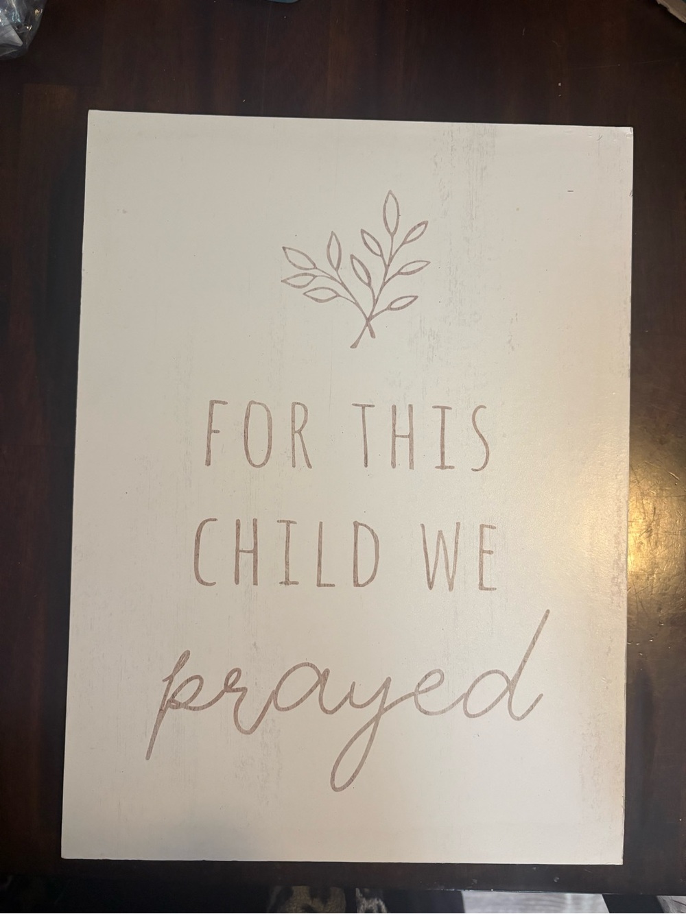 For This Child We Prayed Wall Sign - White and Light Brown